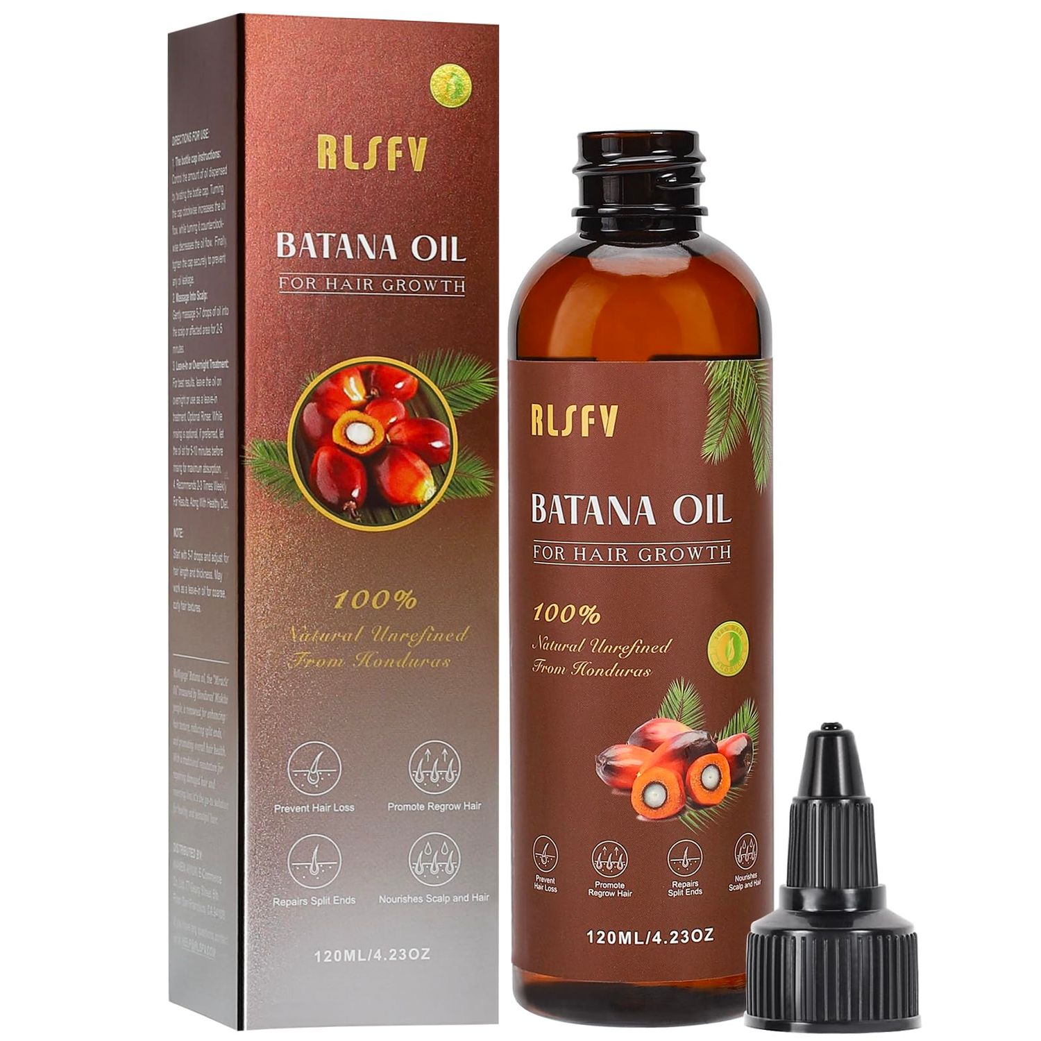 RLSFV Organic Batana Oil, 4.2 OZ - Hair Growth Product for preventing hair loss, Promotes thickness, for Men Women
