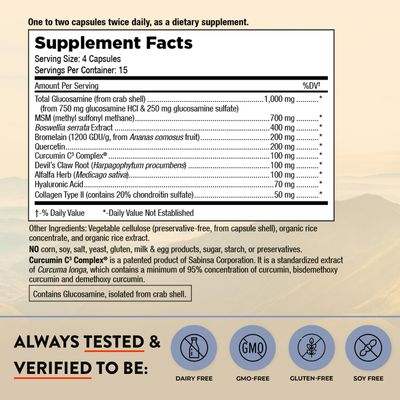 Mt. Angel Vitamins - Joint Solution Advanced, with Curcumin C3 Complex, Glucosamine, Hyaluronic Acid, Bromelain, Collagen Type 2 MSM, Improves Fluidity Supports Joint Comfort (60 Capsules)