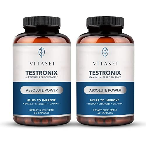 VITASEI Testronix Performance Supplement for Men - Energy and Muscle Supplements for Mens Health - 60 Capsules (Pack of 2)
