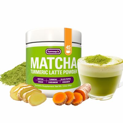 Turmaquik Organic Turmeric Matcha Powder, Matcha Latte Powder with Turmeric, Superfood Blend of Matcha, Turmeric, Ginger, Cardamom, Black Pepper, and Cinnamon (3.2 Ounce)