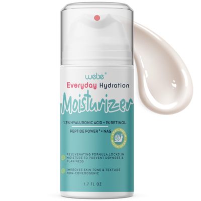 WEBE Hydration Snail Mucin Moisturizer - Anti-Aging Cream with Hyaluronic Acid, Retinol Peptides for Deep Hydration, Wrinkle Reduction Skin Renewal