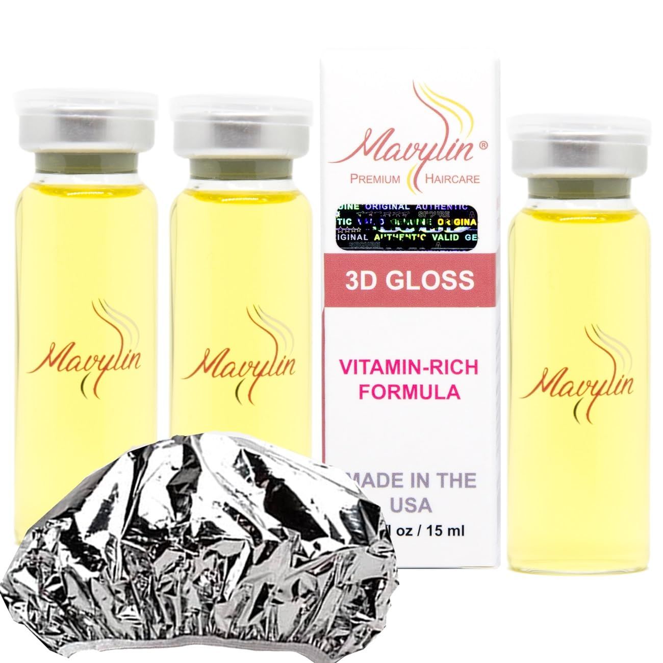 Mavylin Hair Treatment for Dry or Damaged Hair - Deep Conditioning with Vitamin B6 B5 Panthenol - 3 Treatments