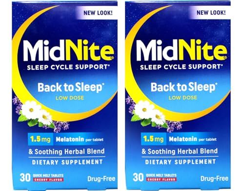 Midnite Sleep Aid for Occasional Sleeplessness, 30 Chewable Cherry Tablets (Value Pack of 2)