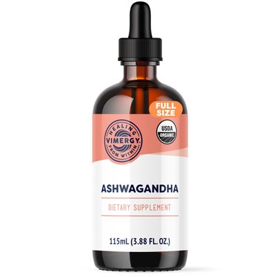 Vimergy USDA Organic Ashwagandha Liquid Extract, 57 Servings -Stress Supplement Drops - Adaptogen - Supports Cognitive Function - Sleep Support - Alcohol-Free, Non-GMO, Vegan Paleo Friendly (115 ml)