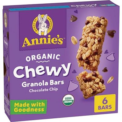 Annie&#39;s Organic Chewy Granola Bars, Chocolate Chip, 6 Bars, 5.34 oz