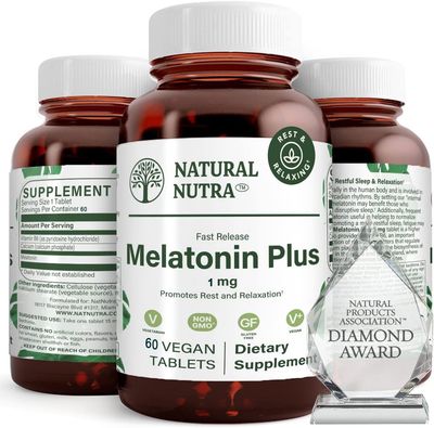 Natural Nutra Melatonin Lozenges for Rest and Relaxation, Sleep Supplement, Gluten Free and Vegan, 1mg, Promote More Restful Sleep, Non GMO, 60 Peppermint Flavor Tablets