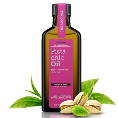 Jenoris Pistachio Oil Hair Serum for Frizzy and Damaged Hair, Lightweight Hair Oil for Dry Hair with Omega 3-6-9 Complex, Anti-Frizz Hair Serum for Shine, Hydration Split-End Treatment, 3.38 fl.oz
