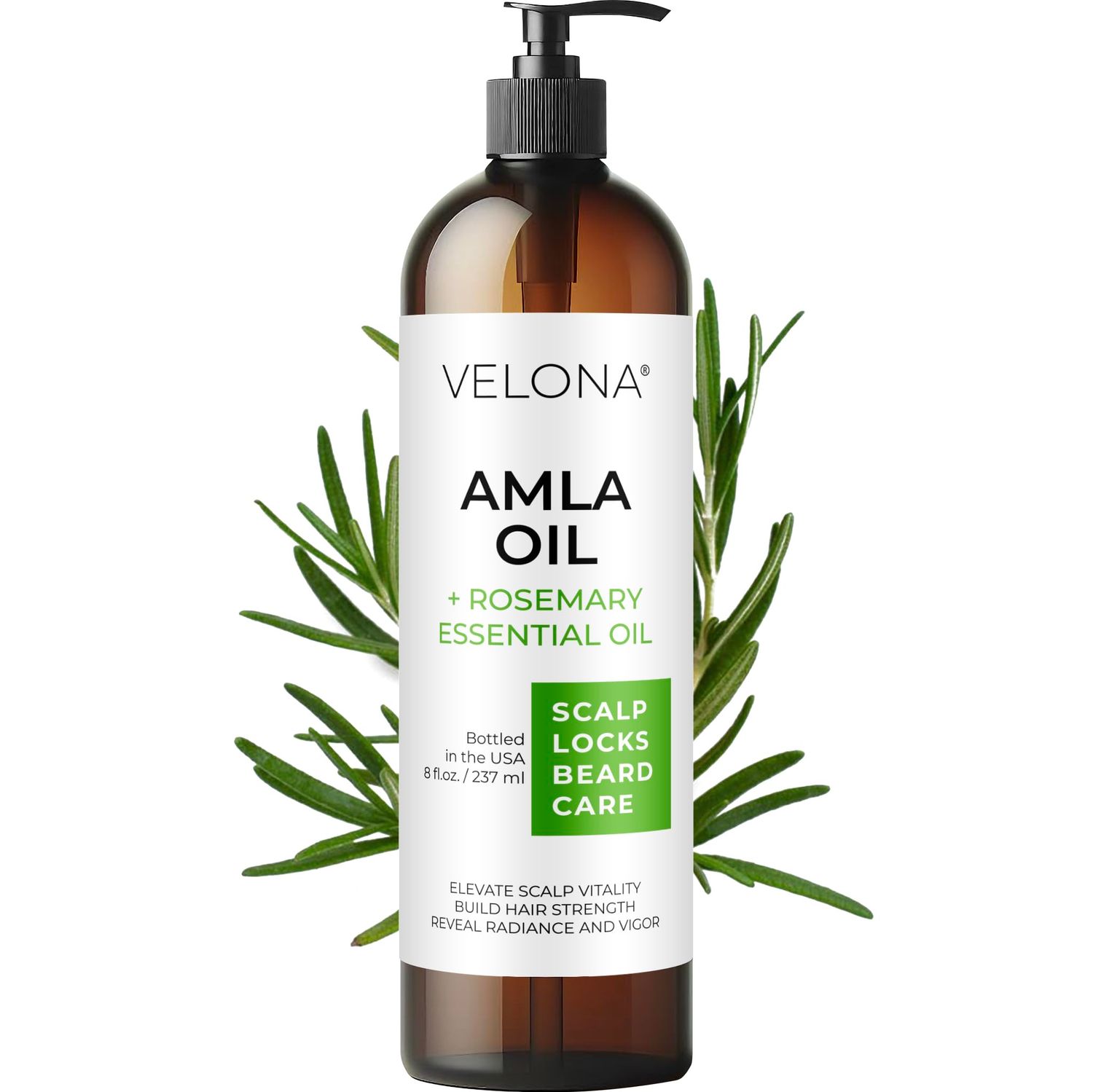 velona Organic Amla Oil with Rosemary - 8 oz Promoting Hair, Scalp, Eyelash and Eyebrow Growth 100 Natural and Pure
