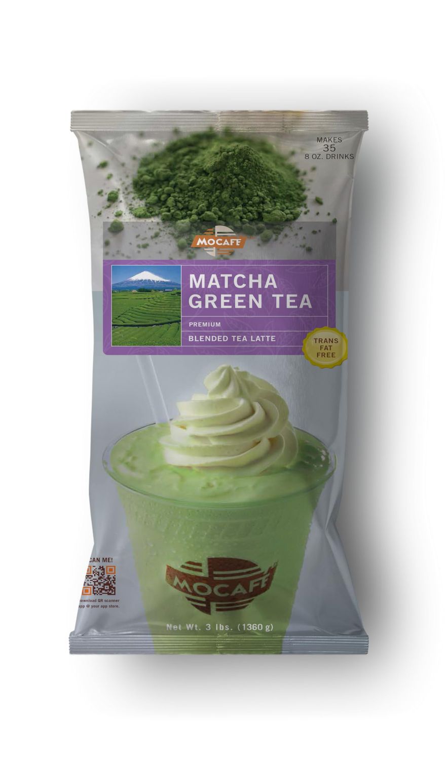 MOCAFE Matcha Latte Mix Powder, sweetened creamy Ceremonial Grade Japanese green tea, caf style premium instant blended frappe, hot and iced drinks, 3lb Bulk Bag