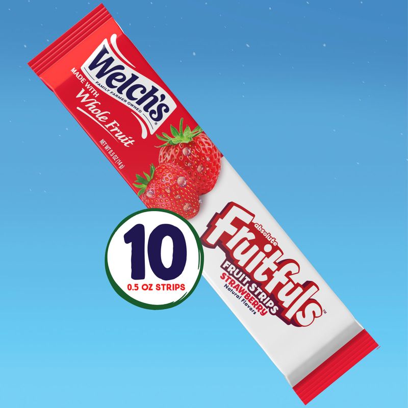 Welchs Absolute Fruitfuls Fruit Strips, Tasty Dried Fruit Snacks for School Lunches, Strawberry, 0.5oz (Pack of 10)