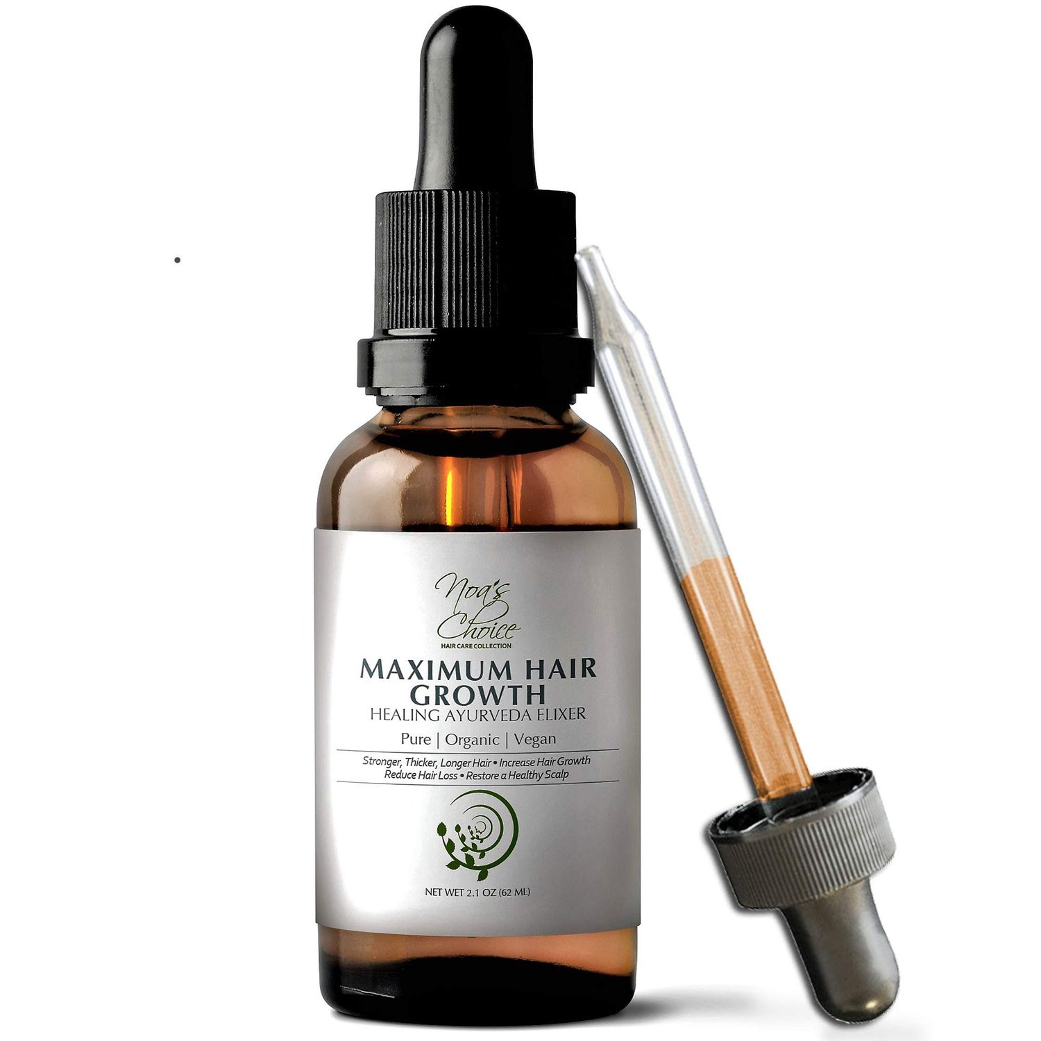 Maximum Slim Noa&#39;s Choice ORGANIC Ayurvedic Hair Growth Formula for FULLER, Longer, Thicker, Healthier Hair. Revive your Hair and Scalp TODAY! Best Treatment for Hair Loss Thinning Hair 2.1 oz