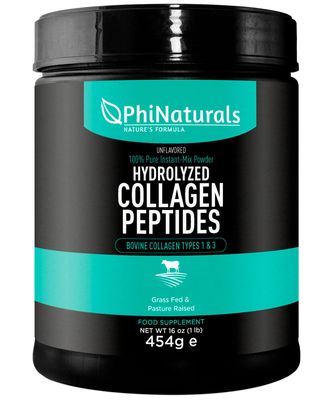 PhiNaturals Hydrolyzed Collagen Peptides Powder (unflavored) for Women and for Men - Grass Fed Bovine Beef Collagen