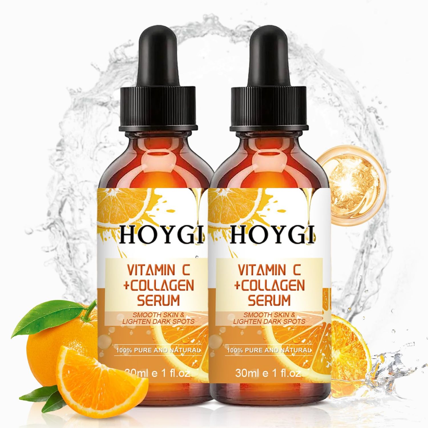 Vitamin C Face Serum with Collagen, Hyaluronic Acid Serum for Face, Reduce Dark Spots, Anti Aging Fine Lines and Wrinkles, 2 Pack -1 Fl Ozpcs