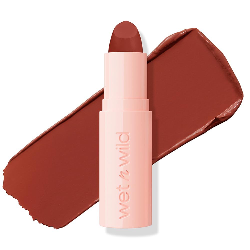 wet n wild Mega Last Rich Satin Lip Color, Rich Creamy Color with Satin Finish, Infused with Vitamin E Moisturizing Argan Oil, Lightweight, Silky-Smooth, Vegan Cruelty-Free - Brandy Kiss