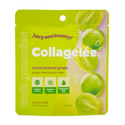 Collagelee Collagen Gummies - Marine Collagen Supplements with Vitamin C, Hyaluronic Acid, Biotin for Moisturized, Youthful, Plump Skin - Korean Skincare (Shine Muscat Grape)