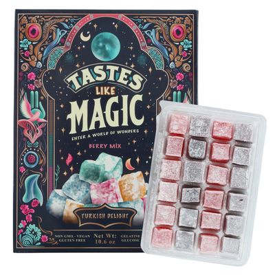 Tastes Like Magic Berry Mix Turkish Delight, Vegan, Gluten Free, Non-GMO, 10.6 oz Strawberry, Raspberry, Blackberry, Blueberry Turkish Delight