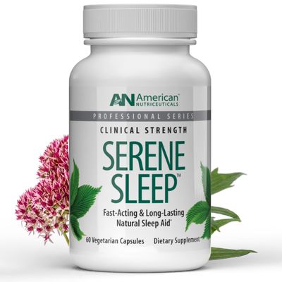 American Nutriceuticals - Serene Sleep Aid - with Melatonin Magnesium - All Natural Sleep Aid for Adults -Long-Lasting - 60 Capsules -30 Day Supply
