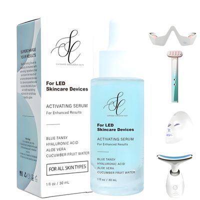 Red Light Therapy Booster Complex Amplifies Performance of LED Beauty Wands, Masks, Skincare Devices - wBlue Tansy, Hyaluronic Acid, Cooling Cucumber, Aloe Vera