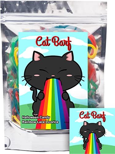 Cat Barf Rainbow Lace Licorice Fun Unique Halloween Candy Birthday Gag Gift for Teens, Girls, Boys and Kids (5.5 Ounces)