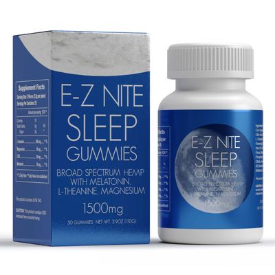 E-Z Nite Hemp Melatonin Sleep Gummies with L-Theanine, Magnesium Helps You Stay Asleep Longer Non-Habit Forming Non-GMO, Gluten Free Strawberry Flavor 50 Count