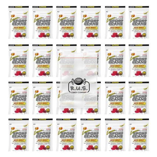 Jelly Belly Sport Beans - Energizing Jelly Beans - 24 Pack- includes RUS Candy Company Travel Size Pocket Bag (Extreme Assorted)