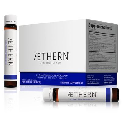 AETHERN Liquid Skin Care Supplement with Collagen Hyaluronic Acid. Ready-to-Drink. Clinically Proven for Glowing, Hydrated, and Firm Derma. UV Protection. 28 Servings. Ultimate Skincare Program