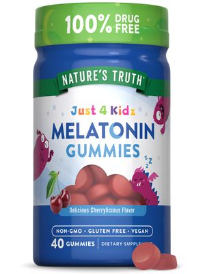 Nature&#39;s Truth Kids Melatonin Gummy 1mg 40 Count Vegan, Non-GMO Gluten Free Gummies Cherrylicious Flavor