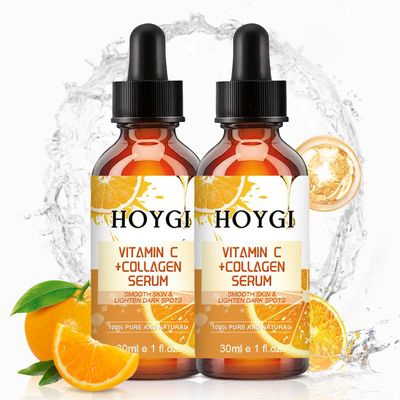 Vitamin C Face Serum with Collagen, Hyaluronic Acid Serum for Face, Reduce Dark Spots, Anti Aging Fine Lines and Wrinkles, 2 Pack -1 Fl Ozpcs