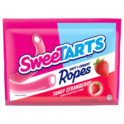 SweeTARTS Soft Chewy Ropes Candy, Tangy Strawberry Flavor, 9 Ounce Pouch