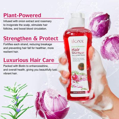 Onion Biotin Rosemary Shampoo for Thinning Hair Hair Loss - Volumizing Shampoo Improve Hair Shine Smoothness - Rosemary Oil Natural Repair for Women Boost Shine Scalp Health (8.45fl oz)