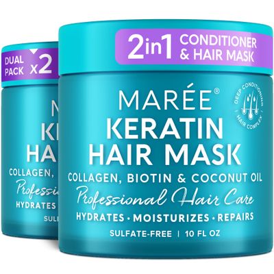 MAREE Hair Mask for Damaged Hair 2 PACK - Keratin Treatment Conditioner - Extremely Deep Conditioning Mask, Hydrating Repairing, Keratina Mascarilla Para el Cabello