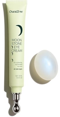 OURAGLOW Caffeine Eye Cream for Dark Circles and Puffiness - Moonstone Under Eye Cream with Cooling Tip, Retinol, Hyaluronic Acid Peptides - for Wrinkles, Bags, Fine Lines - Fragrance-Free