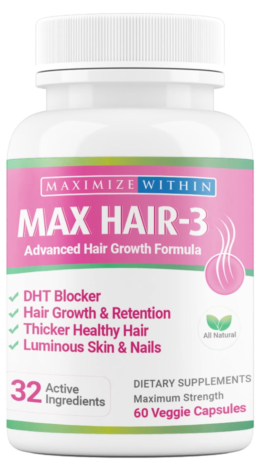 Maximum Slim Max Hair-3 Advanced Hair Growth Formula For Longer, Stronger, Healthier Hair-Scientifically Formulated with Biotin, Keratin, Bamboo, Glowing Skin and Strong Nails