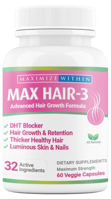 Maximum Slim Max Hair-3 Advanced Hair Growth Formula For Longer, Stronger, Healthier Hair-Scientifically Formulated with Biotin, Keratin, Bamboo, Glowing Skin and Strong Nails