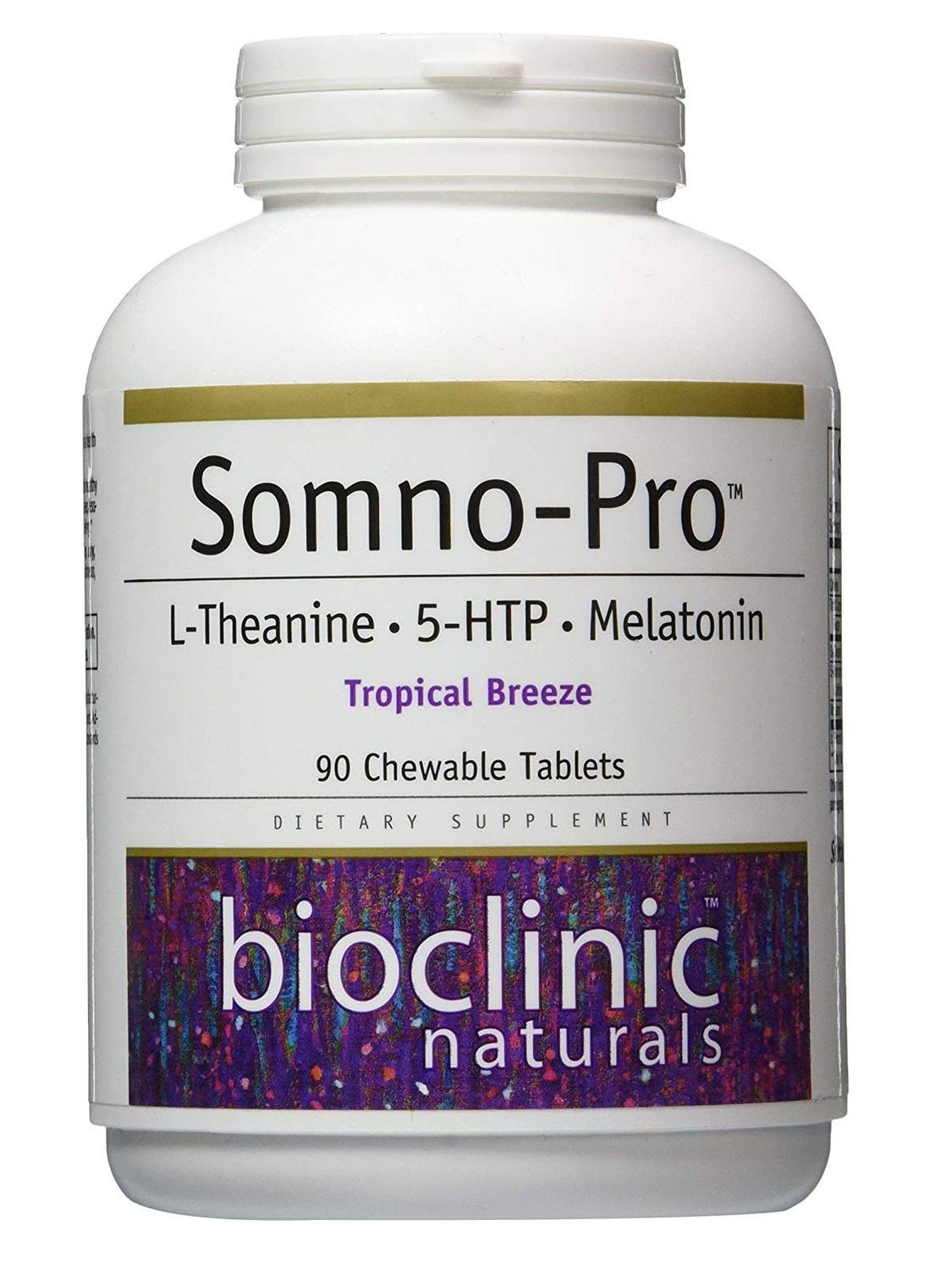 Bioclinic Naturals Somno-Pro L-Theanine - 5-HTP - Melatonin Tropical Breeze 90 Chewable Tablets