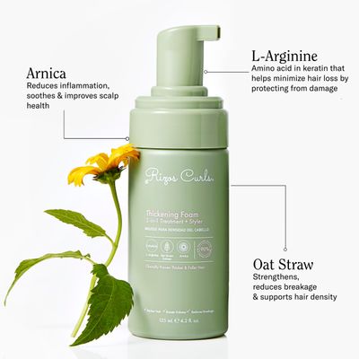 Rizos Curls Thickening Foam 2-in-1 Treatment Styler, Improve Hair Thickness, Reduces Breakage, Boosts Volume At Roots Improves Hair Health, 4.2 oz