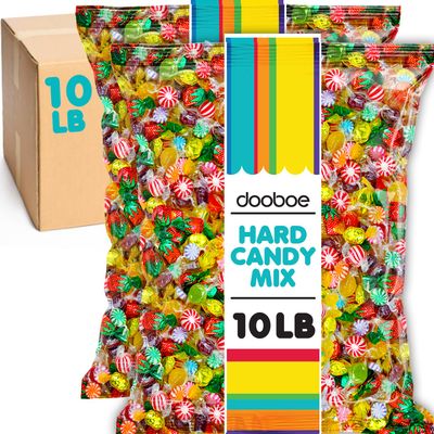 Dooboe 10-Pound Assorted Hard Candy Mix - Bulk Variety Bag with Individually Wrapped Classic Flavors - Butterscotch, Fruit, Mint More