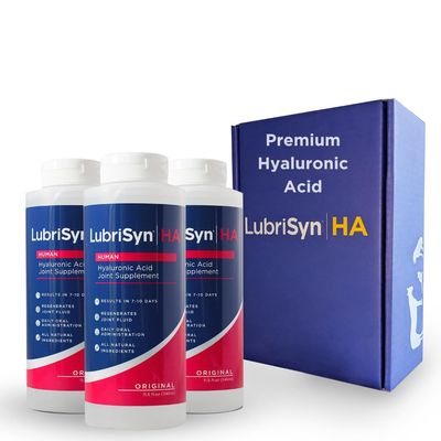 LubriSynHA Human Joint Supplement, Original 3 x 11.5oz - All-Natural, High-Molecular Weight Hyaluronic Acid HA - Joint Support for Women Men - Promotes Healthy Joint Function, Made in USA, Vegan