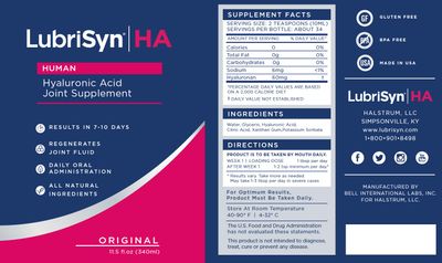 LubriSynHA Human Joint Supplement, Original 3 x 11.5oz - All-Natural, High-Molecular Weight Hyaluronic Acid HA - Joint Support for Women Men - Promotes Healthy Joint Function, Made in USA, Vegan