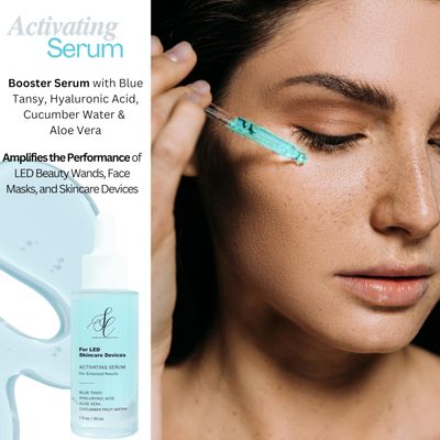 Red Light Therapy Booster Complex Amplifies Performance of LED Beauty Wands, Masks, Skincare Devices - wBlue Tansy, Hyaluronic Acid, Cooling Cucumber, Aloe Vera