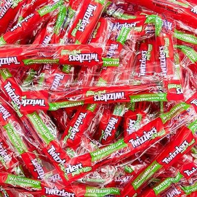 Twizlers Pull &#39;n&#39; Peel Watermelon 2 Pounds, Bulk Pack of Individual Wrapped Flavored Licorice Candy (Approx. 70 Pieces) of Red Twist-Style Candies Perfect Dish and Gift filler