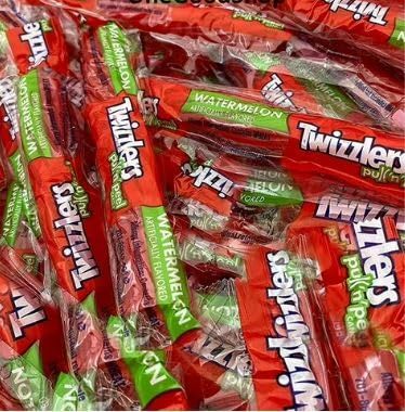 Twizlers Pull 'n' Peel Watermelon 2 Pounds, Bulk Pack of Individual Wrapped Flavored Licorice Candy (Approx. 70 Pieces) of Red Twist-Style Candies Perfect Dish and Gift filler