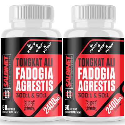 2400mg Fadogia Agrestis Tongkat Ali Supplements - Third Party Tested - 1400mg Fadogia Agrestis 1000mg Tongkat Ali, Maximum Strength, Muscle Mass Athletic Performance, 2 Packs