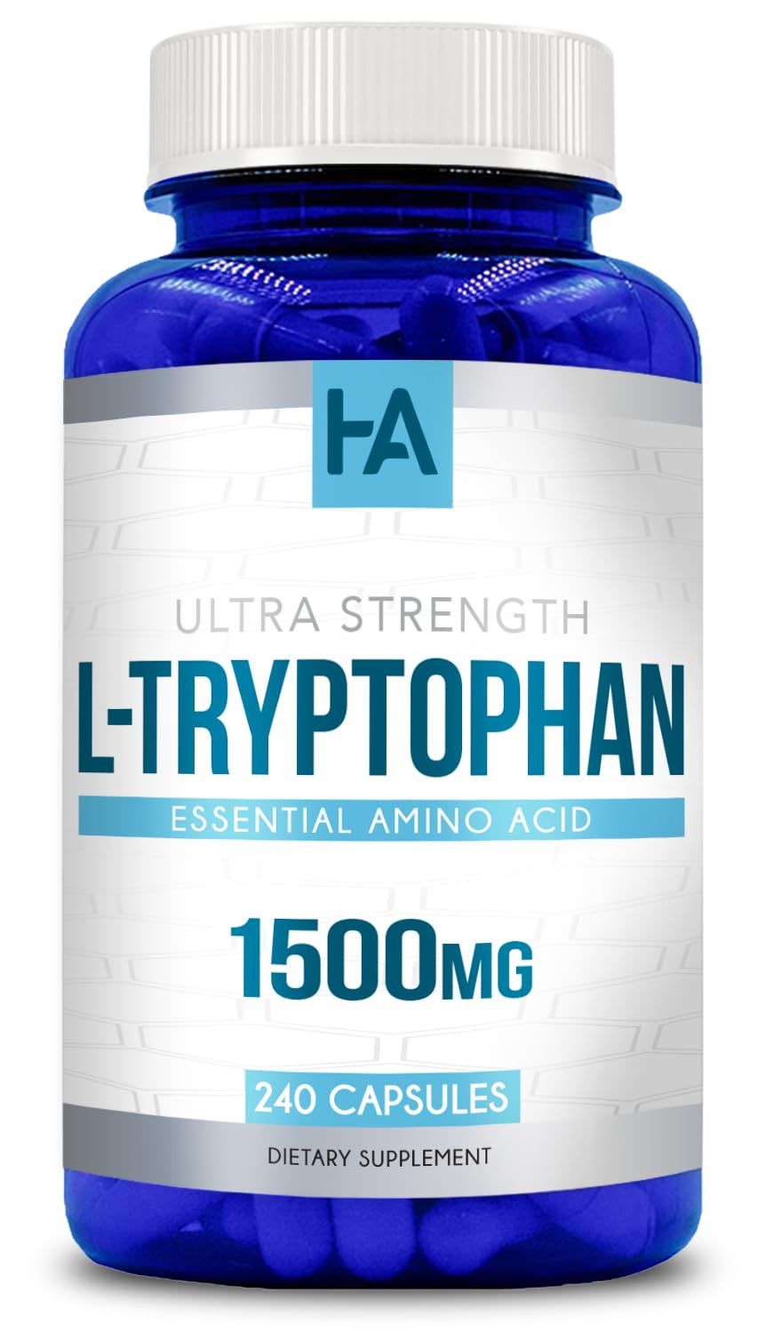 High Strength L Tryptophan Capsules L Tryptophan Supplement for Sleep and Relaxation with 1500mg per Serving Vegan Non-GMO Soy and Gluten Free Made in US cGMP Labs (80 Servings)