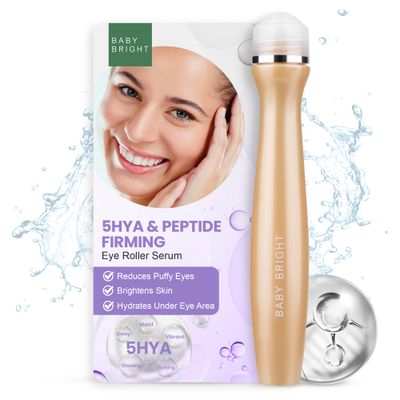 Baby Bright Advanced Eye Roller Serum - Hydrating Eye Serum, Intensive Dark Circles Under Eye Treatment, Eye Puffiness Reducer, Under Eye Brightener for Radiant Skin - 5 HYA Peptide (15 ml)