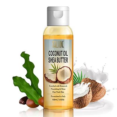 NUSPA Coconut Oil Hair Oil for Frizzy Hair, Moisturizing Hair Serum, Daily Hair Care Heat Protectant Vitamins Oil Infused Rosemary Shea Butter Coconut Oil For Frizzy,Dry,Unmanageable hair