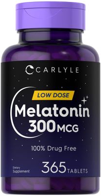 Carlyle Melatonin 300 mcg 365 Tablets Low Dose Vegetarian, Non-GMO, Gluten Free