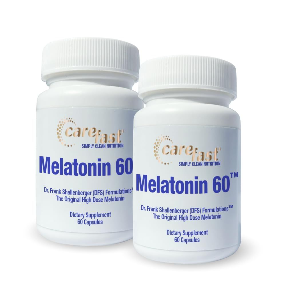 CAREFAST Pure Melatonin 60mg 120 High-Dose Easy-to-Swallow Capsules Natural Sleep Aid Non-Habit Forming Holistic Wellness