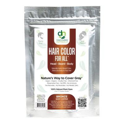 Red Henna Hair Color For All Kit 100 All Natural Hair Dye Beard Dye Powder (Bronze Shiny Copper) Organic, Herbal Vegan Chemical Cruelty Free Permanent Gray Coverage Tinting