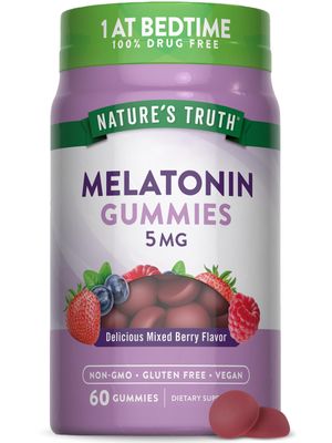 Nature&#39;s Truth Melatonin Gummies 5mg 60 Count Mixed Berry Flavor Vegan, Non-GMO Gluten Free Supplement